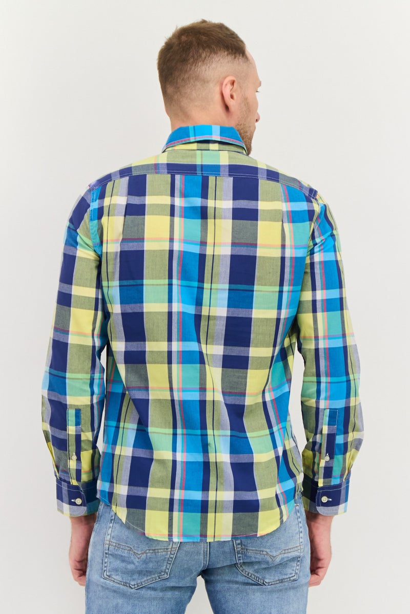 Chaps Men Regular Fit Checkered Long Sleeve Casual Shirt, Turqioce  Combo - Image 2